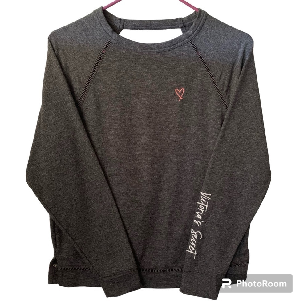 Victoria Secret Embroidered Open Back Cut Out Sweater Charcoal size XSmall